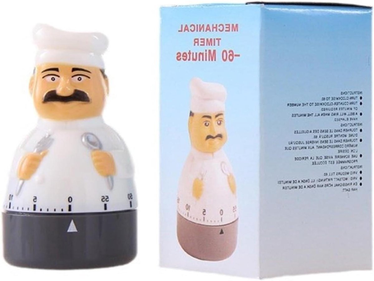 Keukenwekker - Kookwekker Timer - Koken en Bakken - Mechanisch Draaialarm - 10.3x5.8cm - Wit