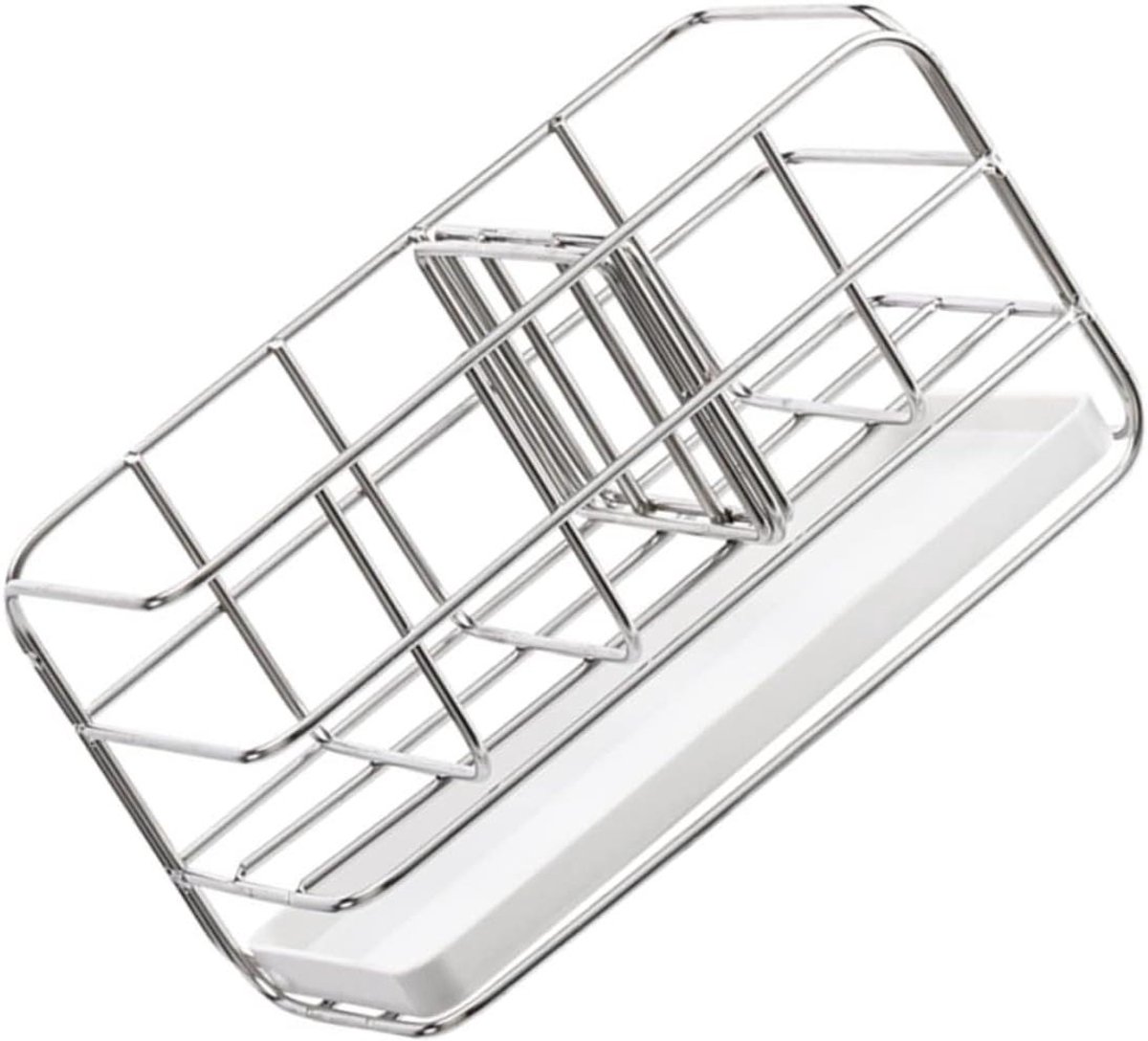 Spoelbak Organizer - Keukenrekje - Keuken Opruimen - Roestvrij Staal - 17.5 cm - Wit