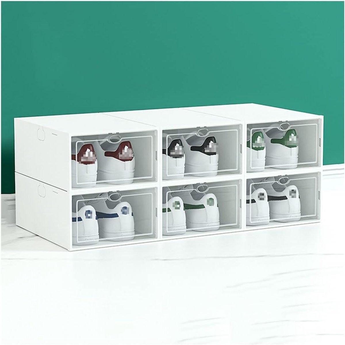 Schoenenorganizer Set - Stapelbare Boxen - Schoenen Opbergen - Doorzichtig Deur - 12 Stuks - Wit