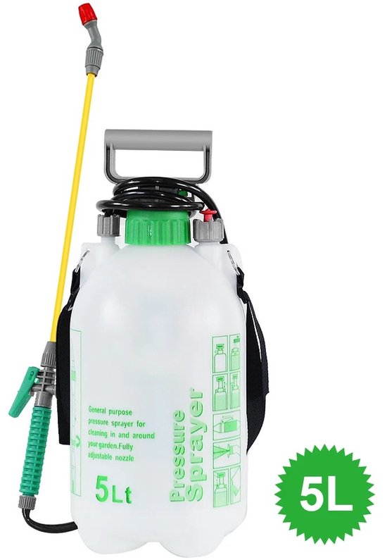 RosaBloom Handmatige Drukspuit - 5 Liter - Tuinsproeier & Plantenspuit - Onkruidspuit - Continu Spuitfunctie - Wit/Groen — afbeelding 2