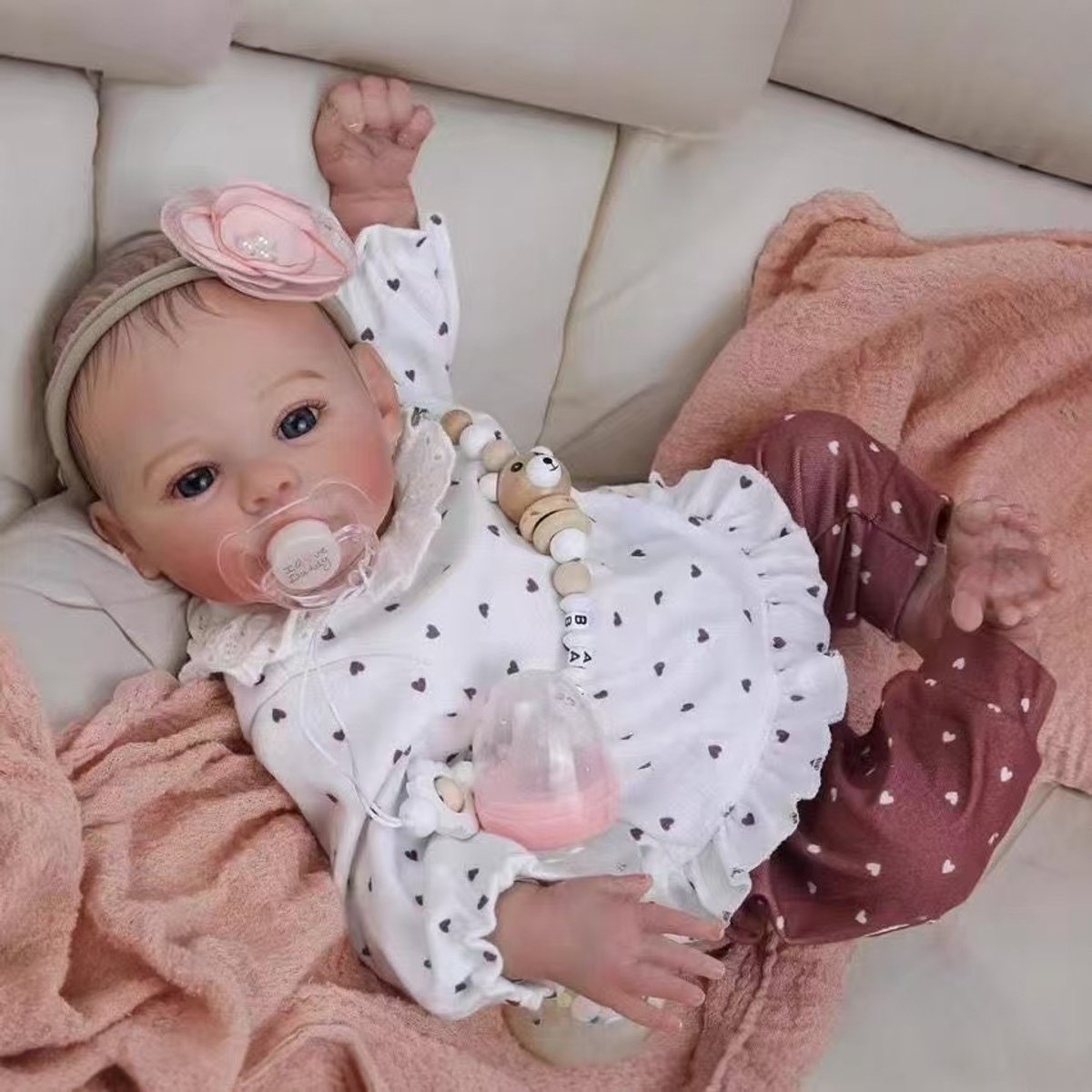 Levensechte Reborn Babypop Meisje - 45 cm - Slapende Pasgeboren Pop - Volledig Siliconen Vinyl Lichaam - Waterdicht Bad Speelgoed - Ideaal Verjaardagscadeau voor Kinderen vanaf 3 Jaar - Reborn Baby Pop Meisje