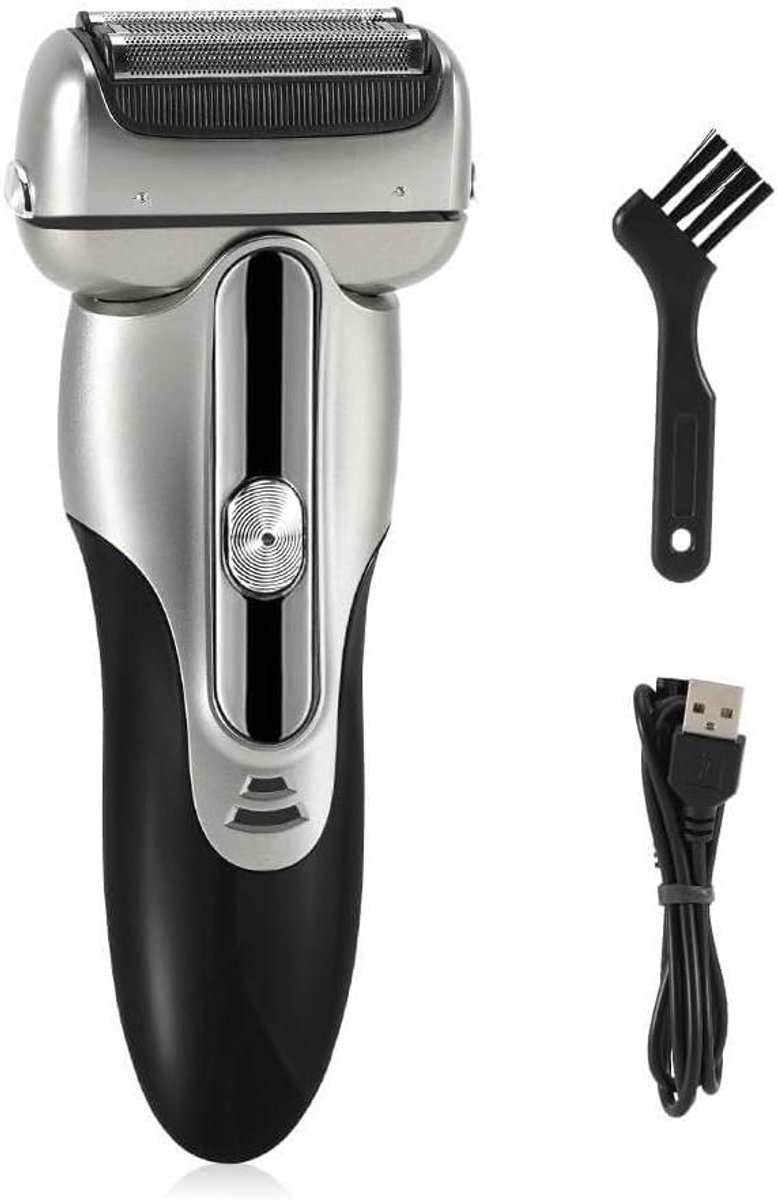 Elektrisch Scheerapparaat - Scheermachine Mannen - Glad Scheren - 3 Mesjes Systeem - USB Oplaadbaar - Zilver