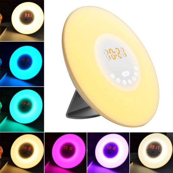 Wekker met Kleurlicht - Nachtlamp Wekker - Rustig Wakker Worden - Simuleert Zonsopgang - 11 Lichtniveaus - Meerdere Kleuren — afbeelding 4