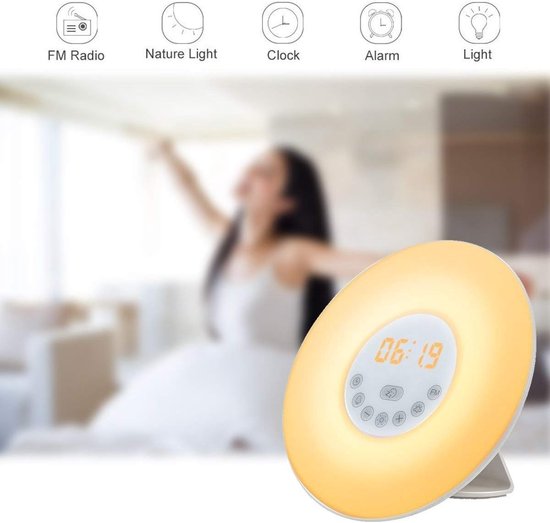 Wekker met Kleurlicht - Nachtlamp Wekker - Rustig Wakker Worden - Simuleert Zonsopgang - 11 Lichtniveaus - Meerdere Kleuren — afbeelding 3