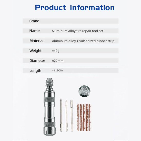 Tubeless Bandenreparatieset - Fiets Lekke Band Reparatie - Snelle Bandenreparatie - Inclusief Bandenruimer - 5 Spekstrips - Zilver — afbeelding 3