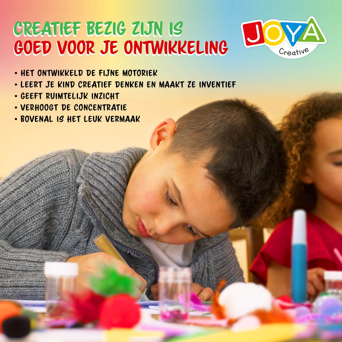 Knutselen voor Kinderen 1000pcs Knutselkoffer - Knutselen meisjes en jongens - Geschikt voor kinderen vanaf 4 jaar - In handige opbergkoffer - Joya Creative — afbeelding 8