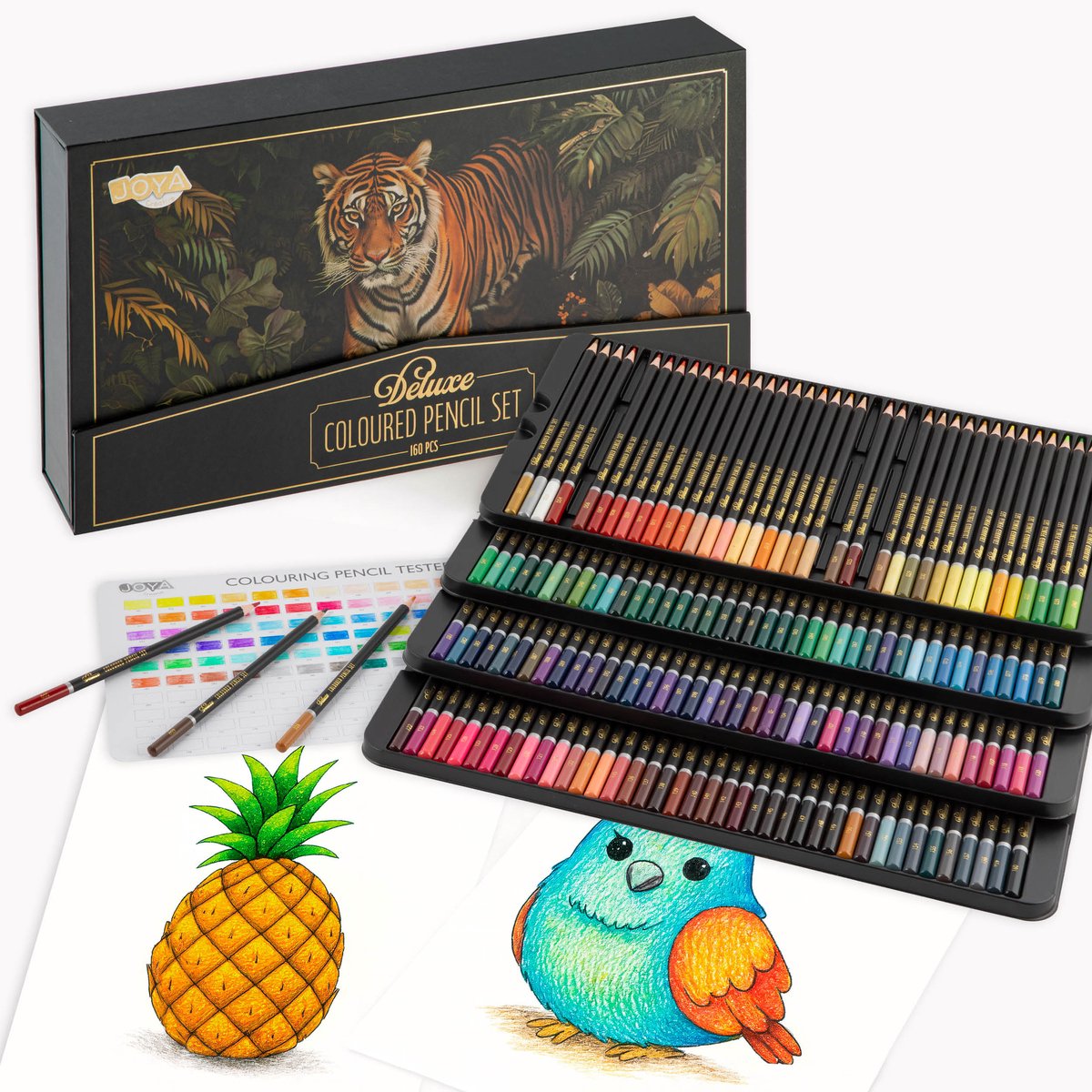 Professionele Kleurpotloden Set - 160 Stuks - Tekenset voor Volwassenen en Kinderen - in Luxe Opbergdoos met magneetsluiting - Joya Creative