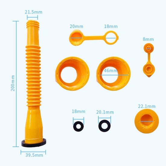 Vervangingsset Gasblik - Tuit Set - Brandstof Overgieten - Morsbestendig Ontwerp - 30x18x3 cm - Geel Zwart — afbeelding 2