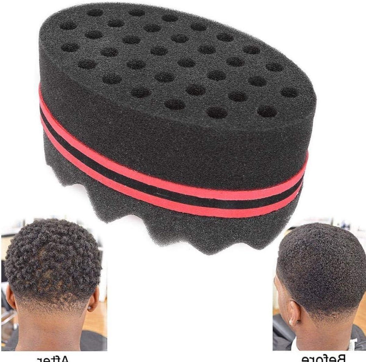 Haar Krul Spons - Twist Borstel - Haar Stylen - Perfecte Coils - 32 Gaten - Zwart