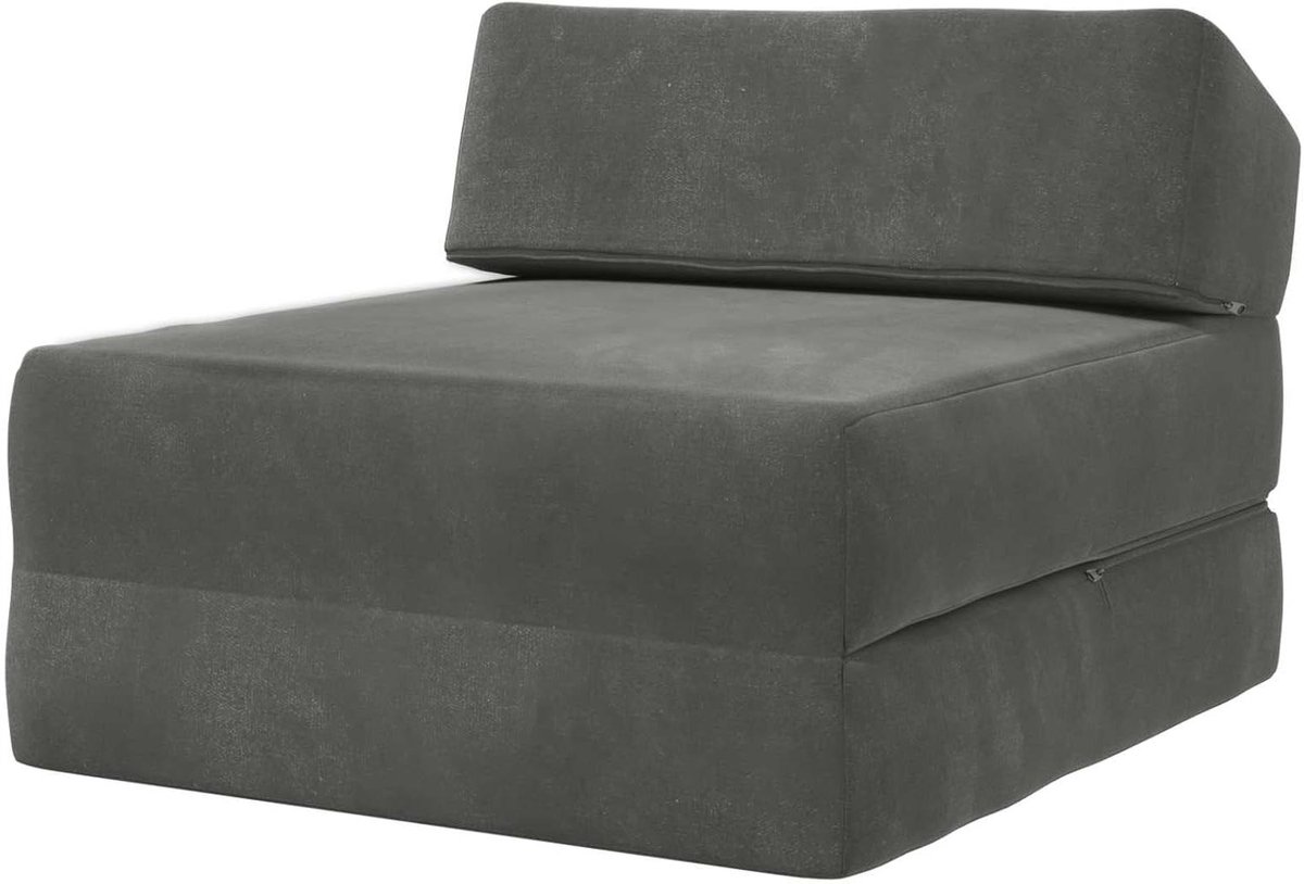 Vouwbare Slaapbank - Bankbed Bankmatras - Compact Zitten Slapen - Omkeerbaar Ontwerp - 60 x 70 x 41 cm - Donkergrijs