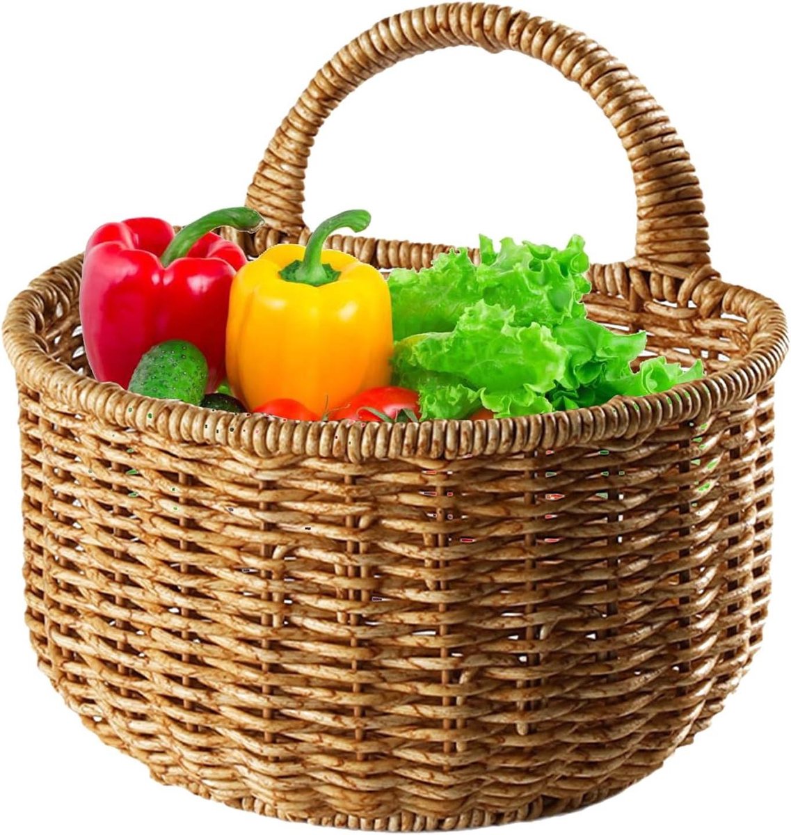 Woven Opbergmand - Hangende Mand - Keuken Organiseren - Boho Stijl - 12.6D x 13.7W x 12.6H cm - Multicolour