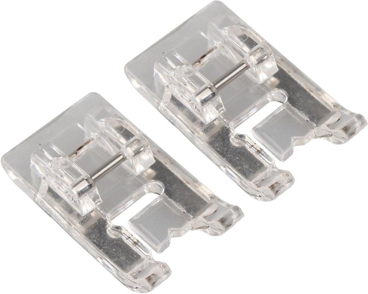 SnelShoppen - 2 Stuks Transparante Satijn Stitch Naaimachine Drukvoet Knopsgat Voet Geschikt voor Laag Schacht Snap-on Naaiers, Voor Decoratief Stikke