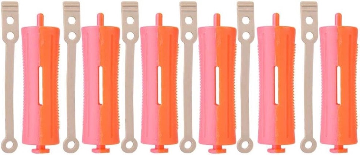 8 Maten Standaard Haarrollers voor Permanent Krullen met Rubber Band en Haarclips