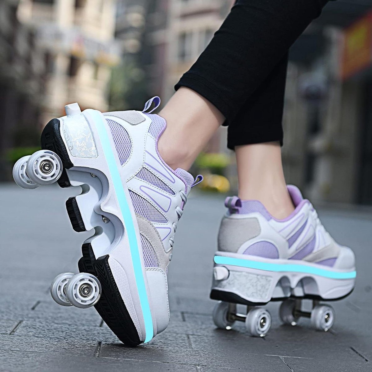 Rolschaatsen met Wielen Kickrollerschoenen Skateboardschoen Buiten Sporten Verstelbaar LED Licht