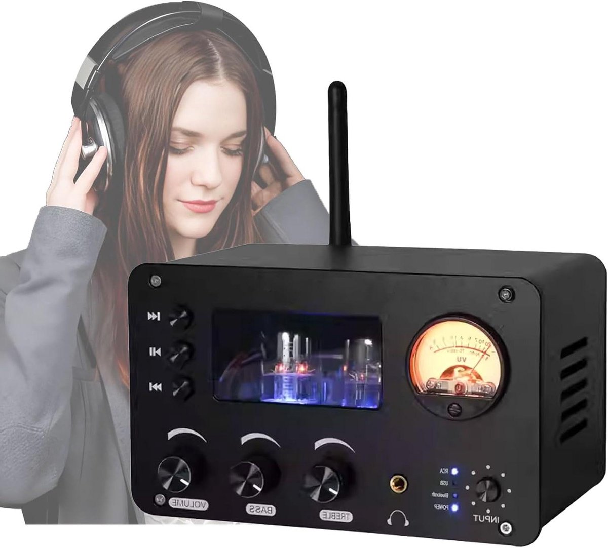 Buizenvoorversterker - HiFi Audiovoorversterker - Muziek Luisteren - Bluetooth Lossless Decoding - 145 x 85 x 85 mm - Zilver