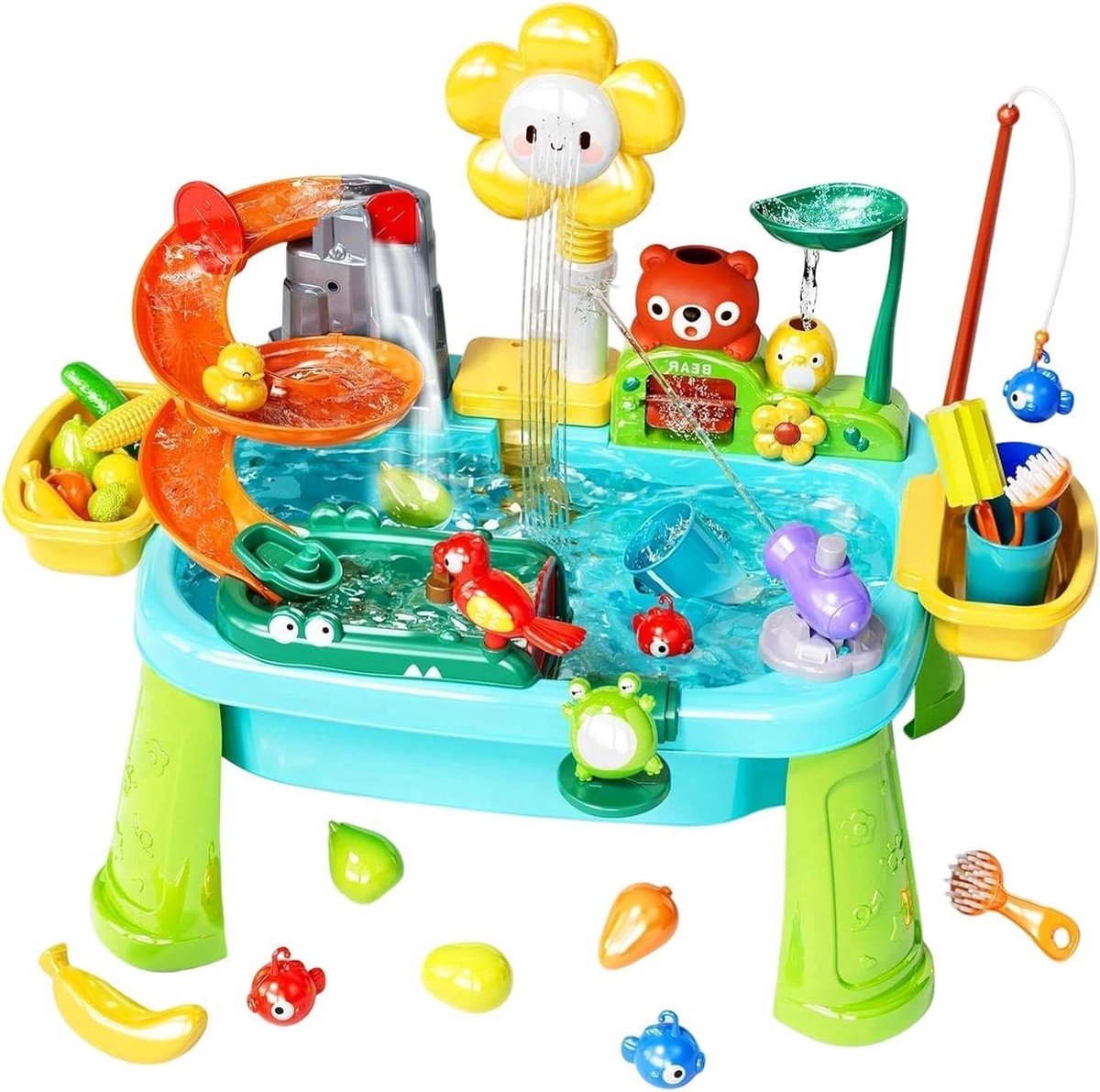 Watertafel Kinderen - Waterspeeltafel Buiten - Zomers Plezier - Elektrische Draaikraan - 59x33x42cm - Blauw