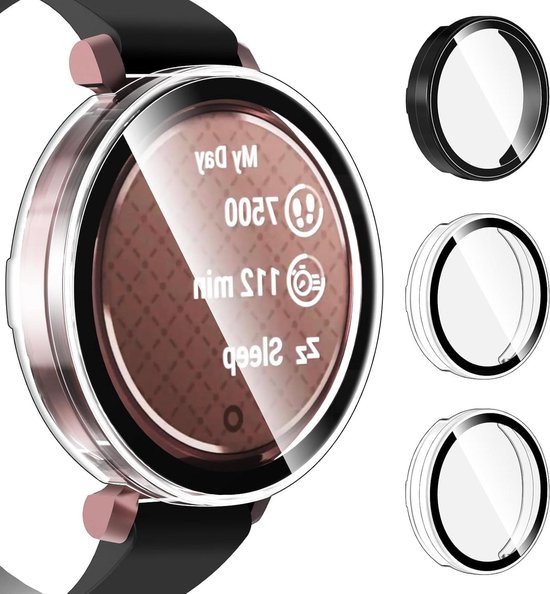 Screen Protectors - Beschermhoesjes Smartwatch - Horloge Beschermen - Geïntegreerd Gehard Glas - 3 stuks - Transparant en Zwart