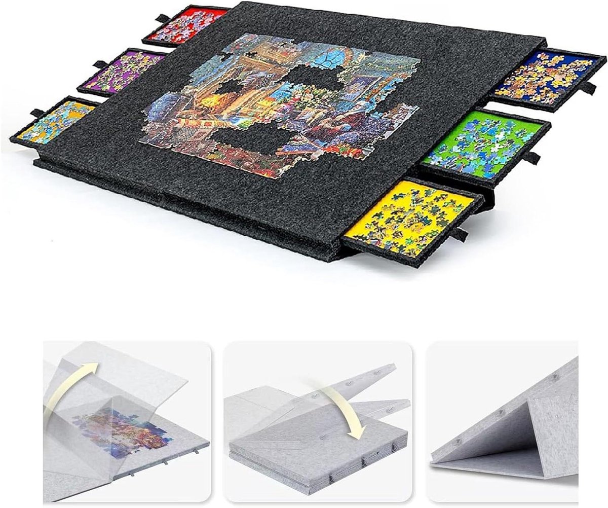 Puzzelbord - Puzzeltafel Legpuzzelbord - Puzzels Maken - Verstelbare Kantelhoek - 104x78cm - Donkergrijs