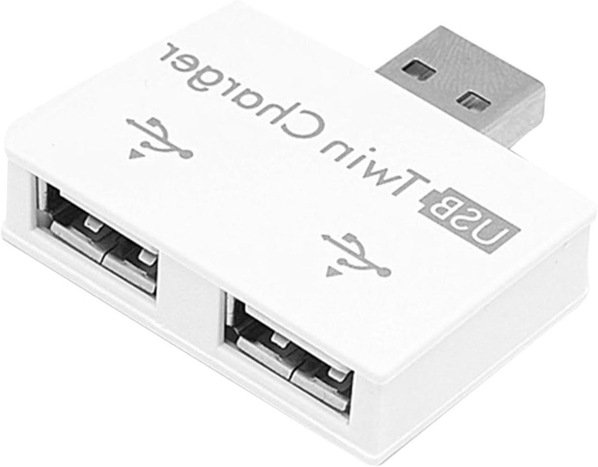 USB Hub Adapter - Multiport Converter - Apparaten Uitbreiden - Plug and Play - 2 poorten - Wit