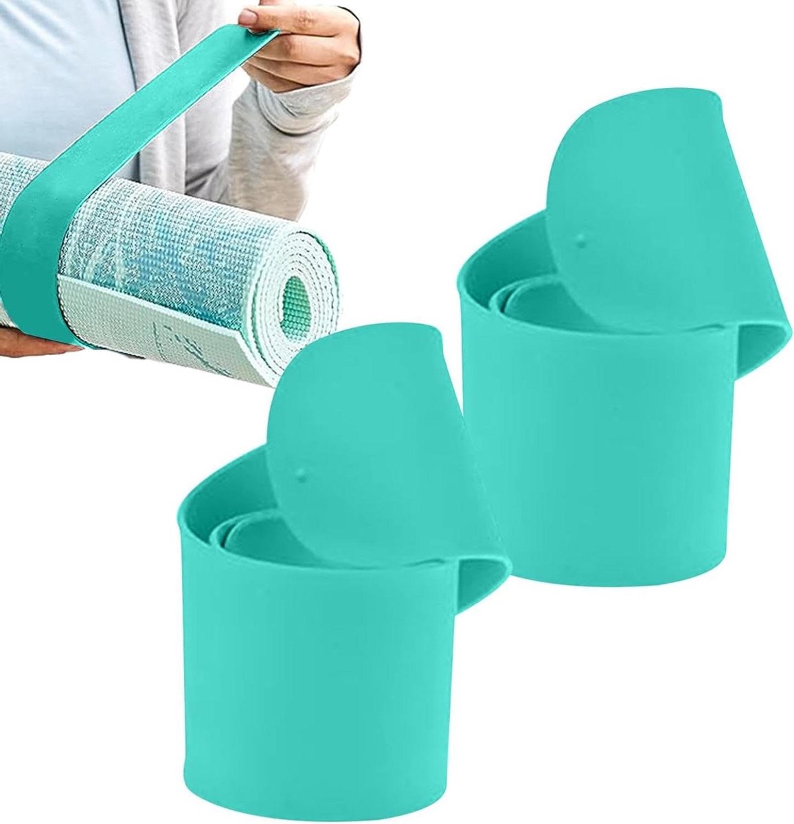 Yogamat Riem - Matband - Fitness Oefening - Snelle Veilige Sluiting - 1 Paar - Groen