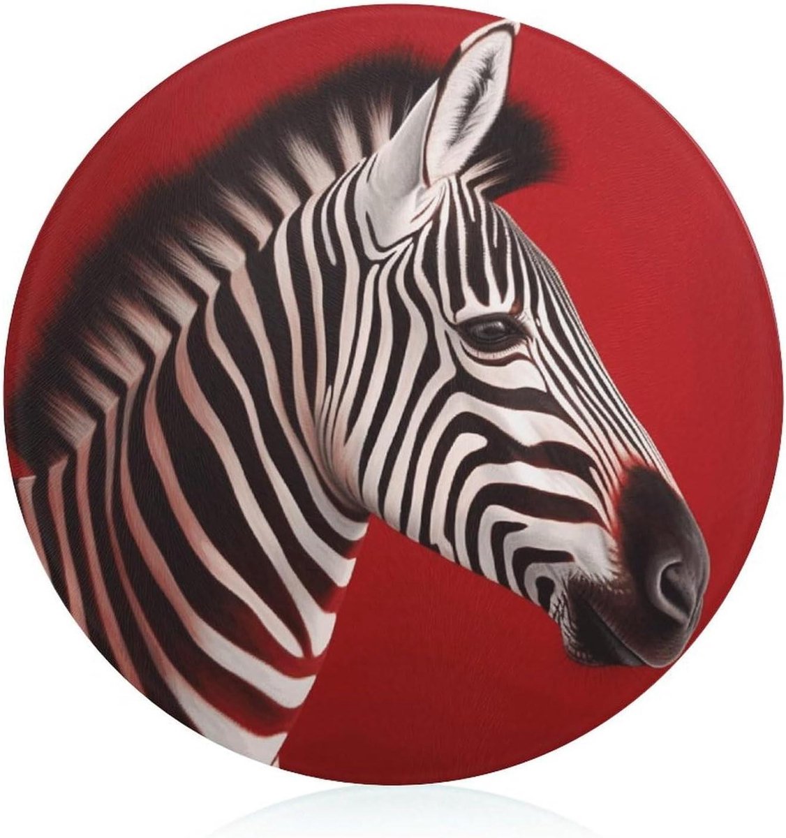 Glazen Snijplank - Snijplank Rond - Keukenwerk - Gehard Glas - 20 x 20 cm - Zebra Rood
