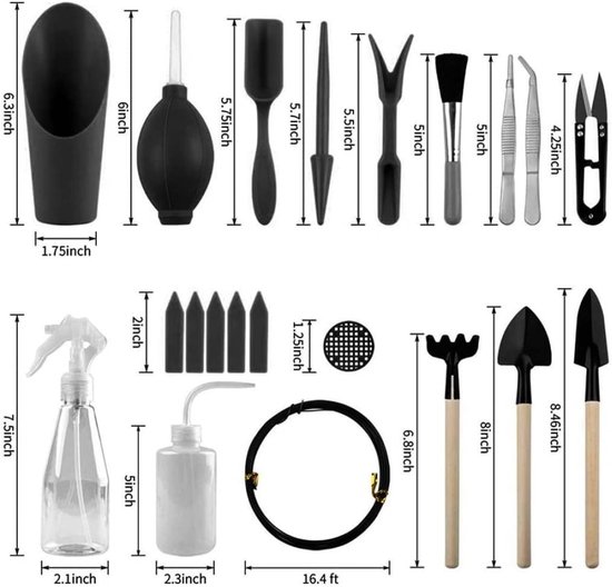 Mini Tuingereedschap Set - Vetplant Gereedschap - Planten Verzorgen - 16 Delige Set - 20 x 10 x 10 cm van MINI — afbeelding 5