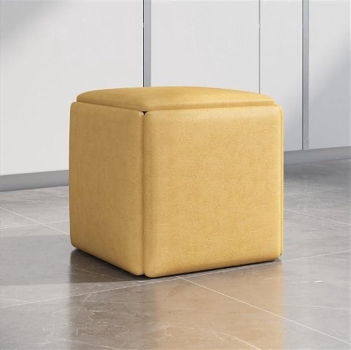 Stapelbare poef - Zetel kubus - Extra zitplaatsen - 5-in-1 ontwerp - 99 cm - Geel