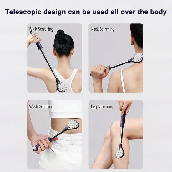 Telescopische rugkrabber - Uittrekbare handgreep - Jeuk verlichten - Verstelbare lengte - 27 cm - Zwart — afbeelding 2