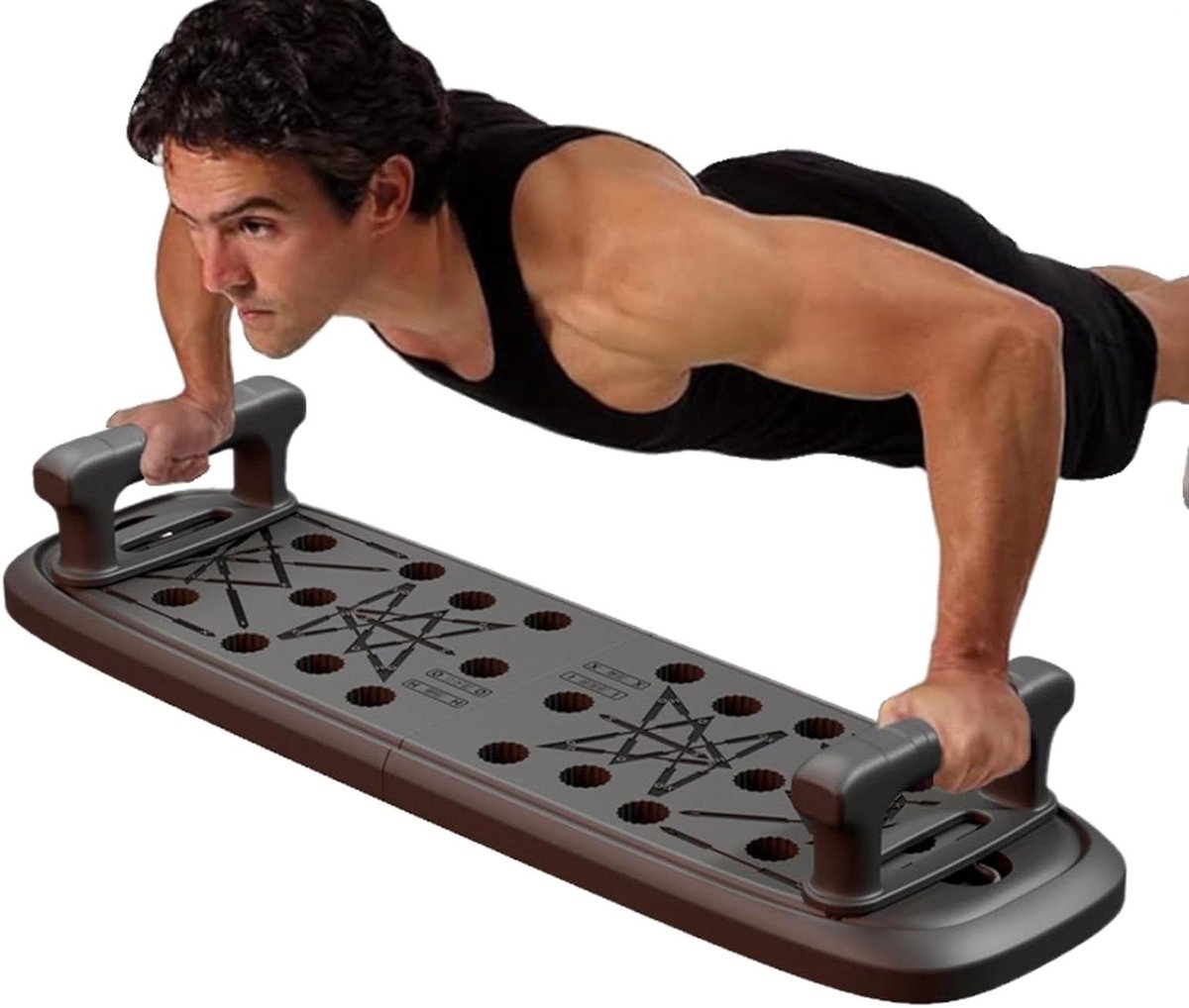 Push Up Board - Fitness Apparaat - Krachttraining Thuis - Verstelbaar Hoekontwerp - 64 x 19 cm - Zwart