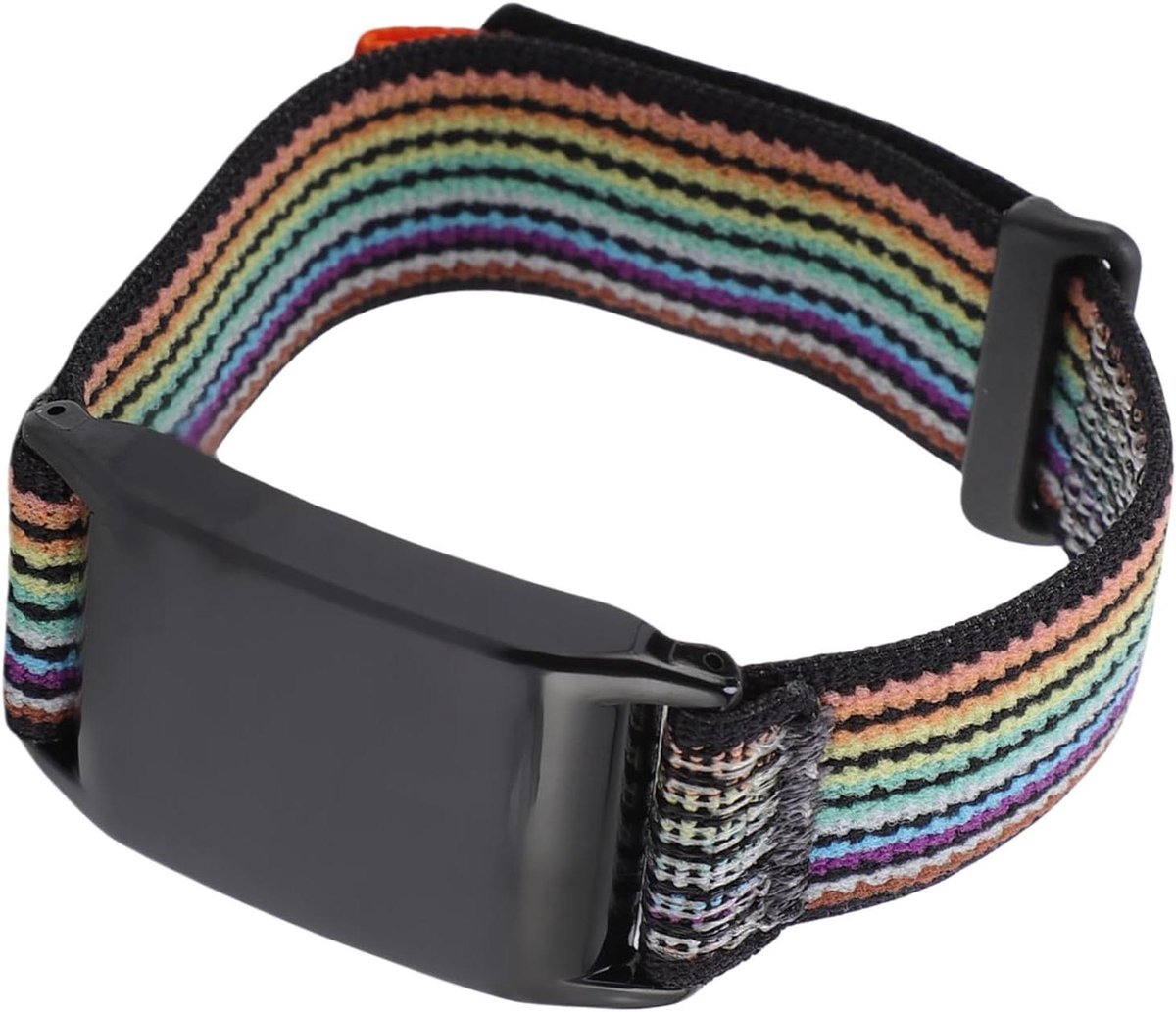 Nylon Horlogeband - Sportband Verstelbaar - Fitness Tracker - Ademend Comfort - 13.97-22.1 cm - Zwart