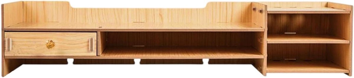Monitor Verhoger - Bureau Organizer - Bureau Organiseren - Ergonomische Comfort - 63.5x20x13.5cm - Houtkleur