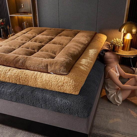 Japanse Futon Matras - Vloermatras Tatami - Gasten Slaapcomfort - Opvouwbaar Draagbaar - 90x200cm - Bruin — afbeelding 3