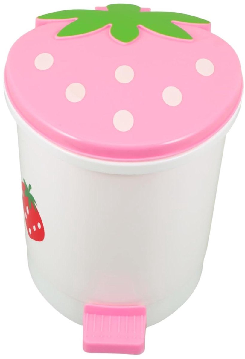 Mini Afvalbakje - Prullenbak Bureau - Afval Opruimen - Aardbeienontwerp - 18 cm - Roze
