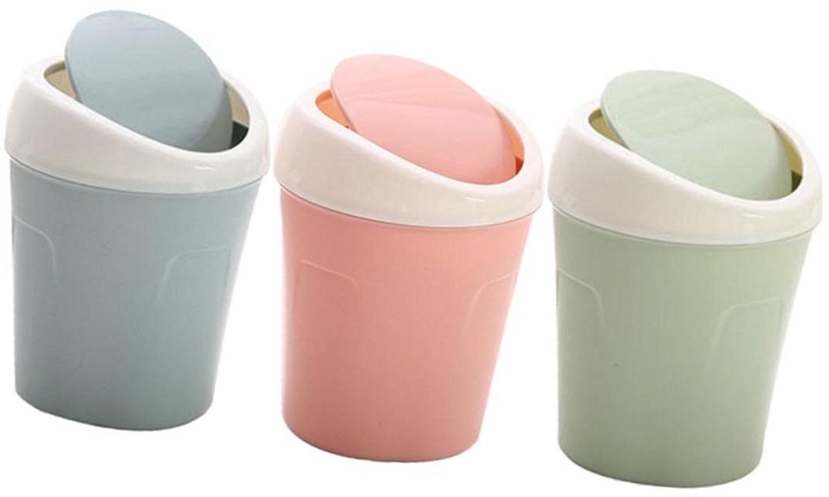 Mini Afvalbakjes - Prullenbakjes Bureau - Bureau Organisatie - Met Deksel - 17 cm - Mix Kleuren