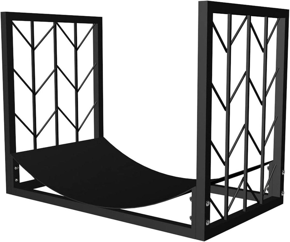 Haardhoutrek - Houtopslag - Haardhout Opslag - Weerbestendig Metaal - 61x35x46 cm - Zwart