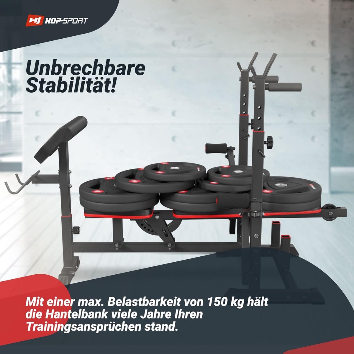 TitanForce Pro Home Gym Krachtstation 195×140×120 cm – Multifunctionele Gewichtbank met Lat Pulldown, Curlset, Halterstangen & 105 kg Gewichten voor Full Body Krachttraining