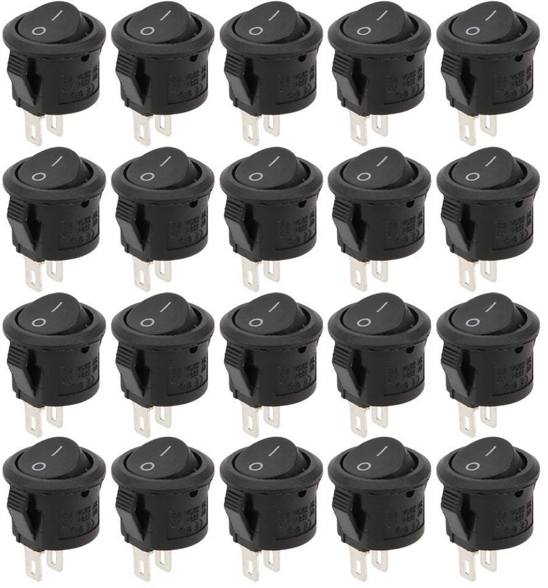 Ronde Rocker Switchen 20 Stuks - 2 Pin 2 Positie KCD11 - Voor Auto, Motor en Boot Verlichting