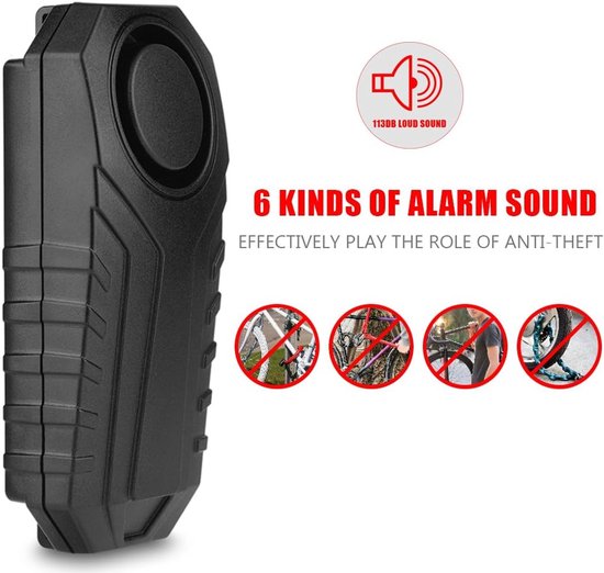 Afstandsbediening Alarm Bike Lock - Verstelbaar 7 Level - 113dB - 6 Kind Geluid - Motorfiets Voertuig Elektrische Auto Veiligheid Lock - Inbreker Siren - 10-50M Afstandsbediening - Sos help - Waterdicht - Installatie van EOTVIA — afbeelding 5