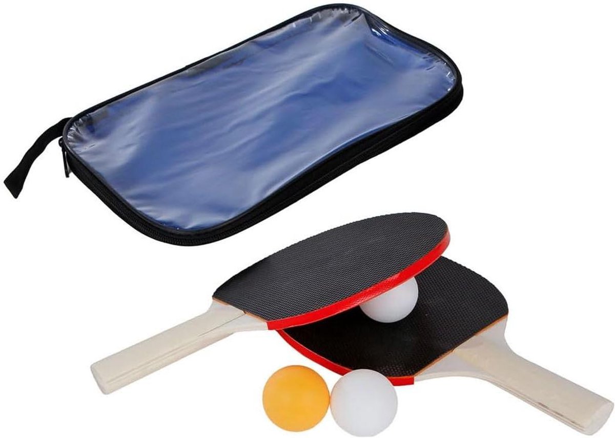 Tafeltennisset - Pingpong set - Sport en spel - Compleet met tas - 2 bats 3 ballen - Transparant