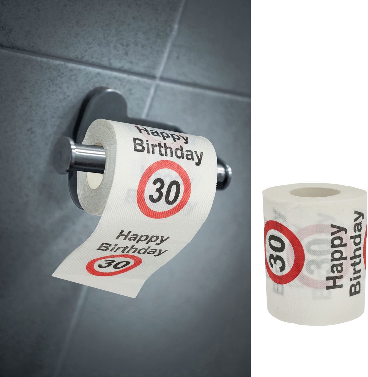 Dailygoody - Toiletpapier - Happy Birthday 30 - 2-laags - Wit - Verjaardag - Klopapier 30e verjaardag - Geschikt voor Feestdagen - 24 Meter