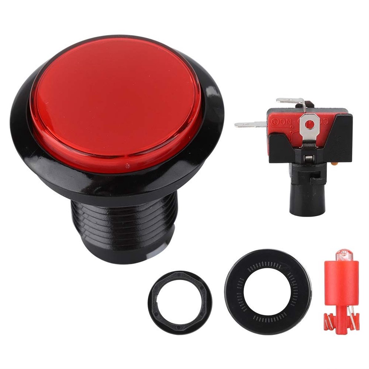 Dailygoody - Arcade-knoppen - LED Verlichte Drukknop - Hoogwaardige acrylkwaliteit - Rood - DIY-onderdeel voor Arcade Machines - Geschikt voor Videoga