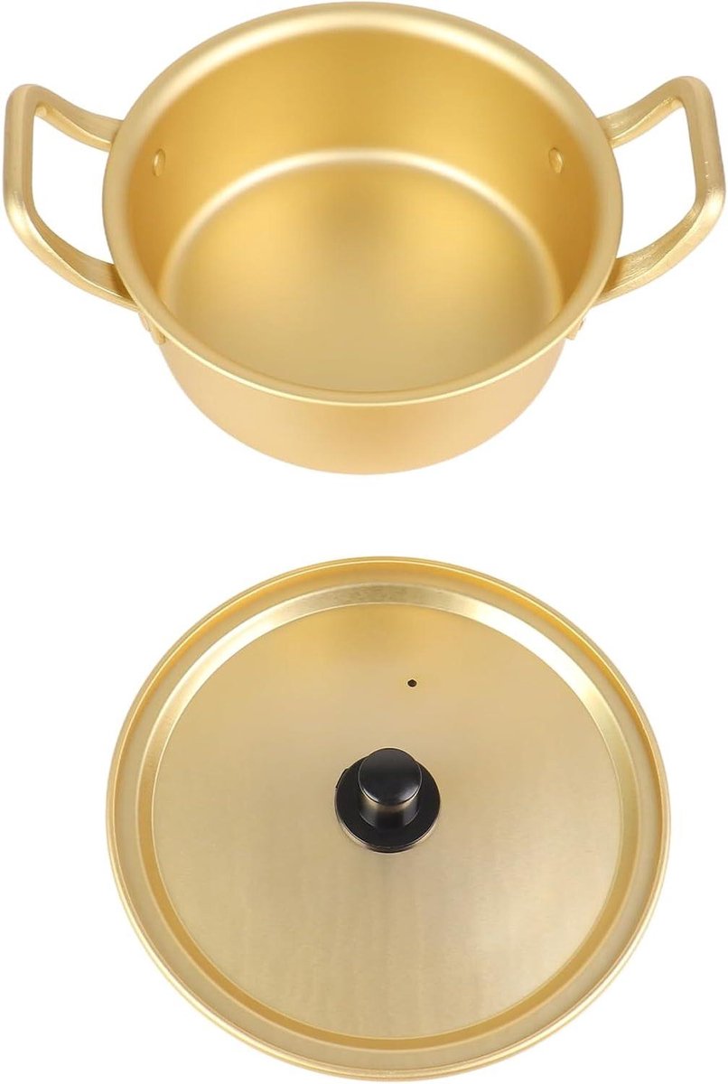 Aluminiumlegering Pan - Steelpan Kookpan - Koken op Kookplaat - Dubbele Handgrepen - 16 cm - Geel