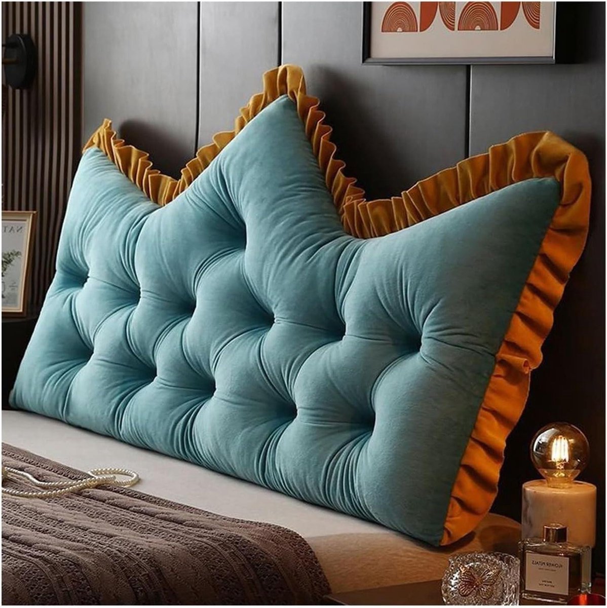 Rugkussen - Leeskussen bank - Ontspannen lezen - Afneembare hoes - 150 x 60 cm - Blauw