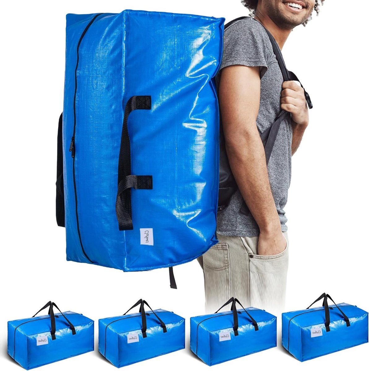 Zware Verhuiszakken voor Kleding met Stevige Rits en Sterke Handvatten, Extra Grote Opbergzakken voor Verhuizen en Opslag, Ideaal voor Kleding en Verhuisbenodigdheden
