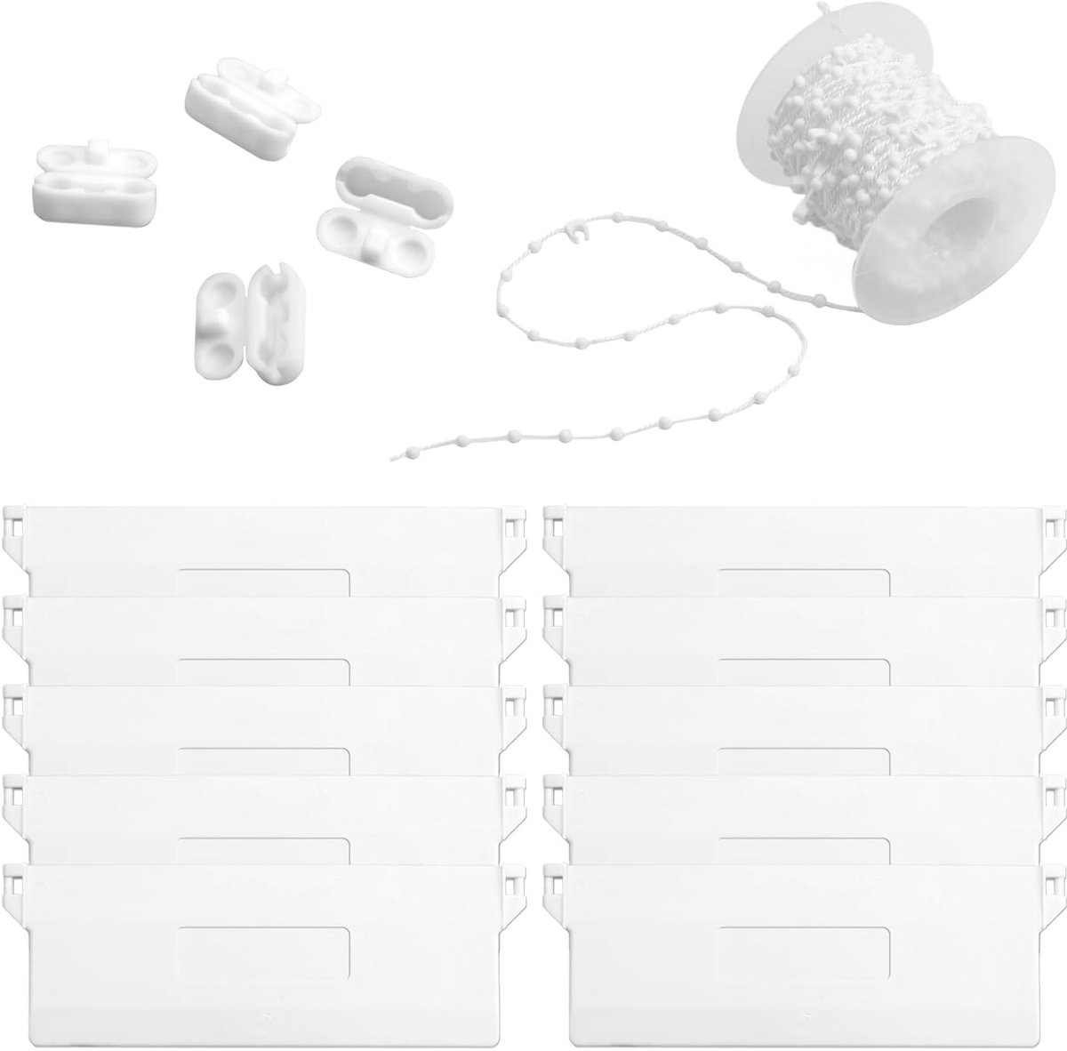 Set van 10 Gewichten voor Jaloezieën van 127mm met 10m Verticale Rolgordijnketting en 4 Koppelingen - Accessoires voor Gordijnen en Raamdecoratie