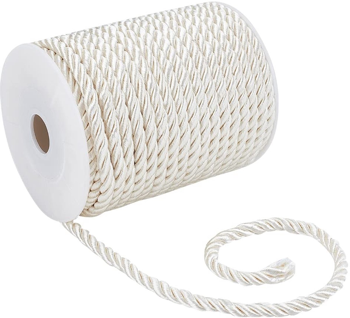 Dailygoody - Decoratieve Touw - 5mm Dikke Katoenen Koord - Blanched Almond - Voor Huisdecoratie - Ideaal voor Gordijnen en Afwerking - 18.3m Rol