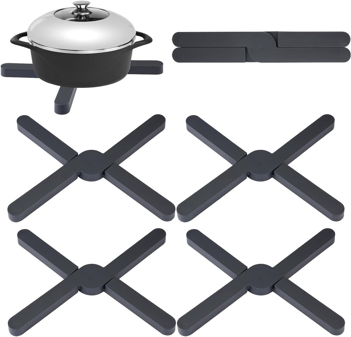 Siliconen Onderzetters voor Pannen - Set van 4, Hittebestendige Pot Houders en Coasters voor Keukenaccessoires, Ideaal voor Pannen en Schalen