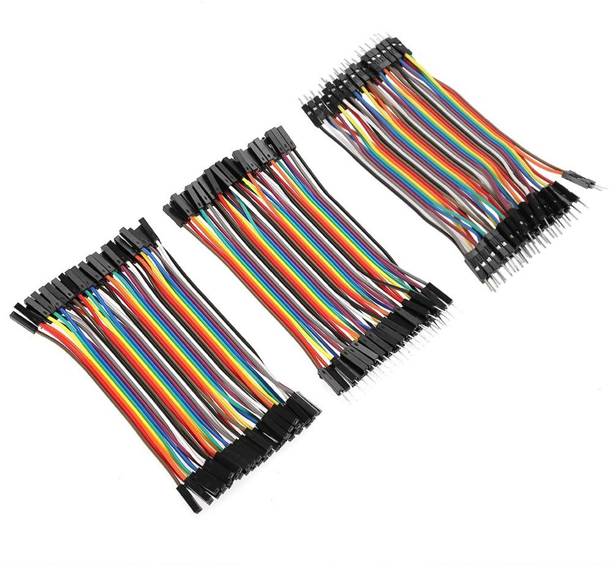 Dailygoody - Jumper wire kit - Connector adapter - 40pin M to F/M to M/F to F - Multicolor - Herbruikbaar - Geschikt voor Breadboard - 10cm 3pcs