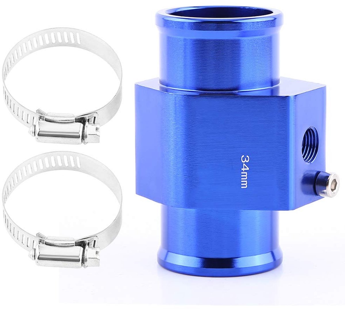 Dailygoody - Car Water Temp Sensor - Aluminium Radiator Hose Adapter - Blauw - Voorkom Oververhitting - Geschikt voor Auto's - 34mm