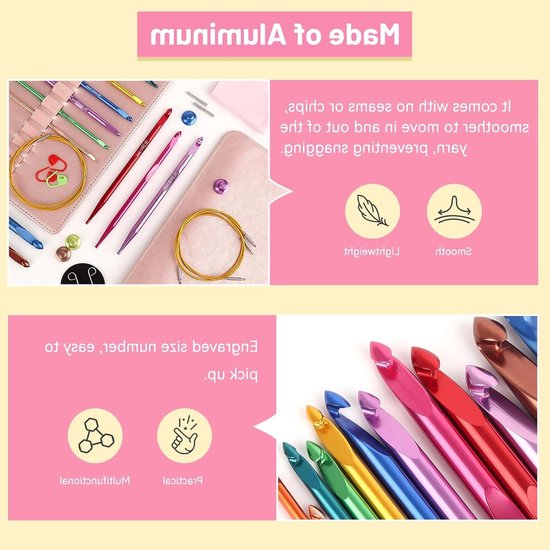 Interchangeable Tunisian Haaknaalden Set met Kabel, 12 Maten van 3mm tot 10mm, Ideaal voor Afghaanse Dekens en Creatief Haken — afbeelding 3